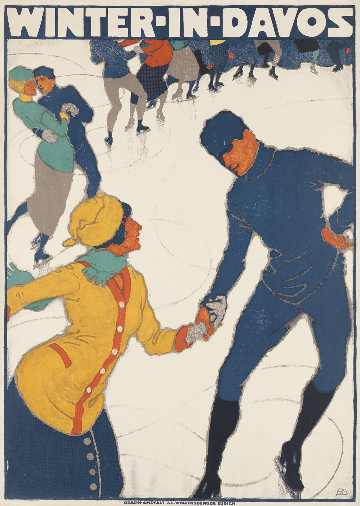 BURKHARD MANGOLD (1873-1950). WINTER - IN - DAVOS. 1914. 50x35 inches, 127x90 cm. J.E. Wolfensberger, Zurich.